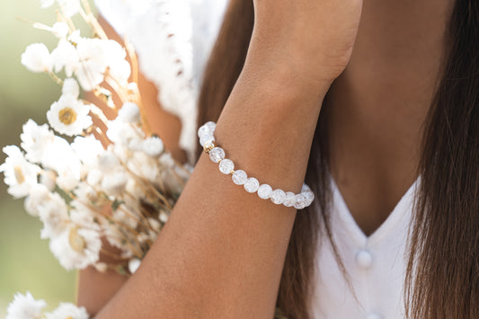 Zeus Bracelet (Healing and Mental Clarity) Cracked Clear Quartz