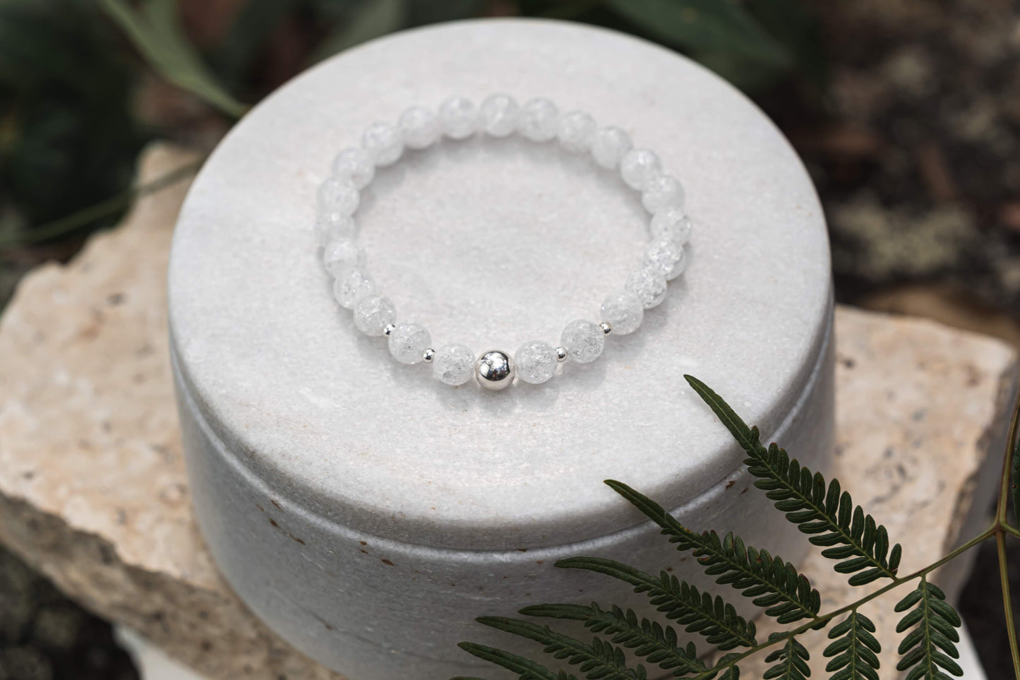Zeus Bracelet (Healing and Mental Clarity) Cracked Clear Quartz