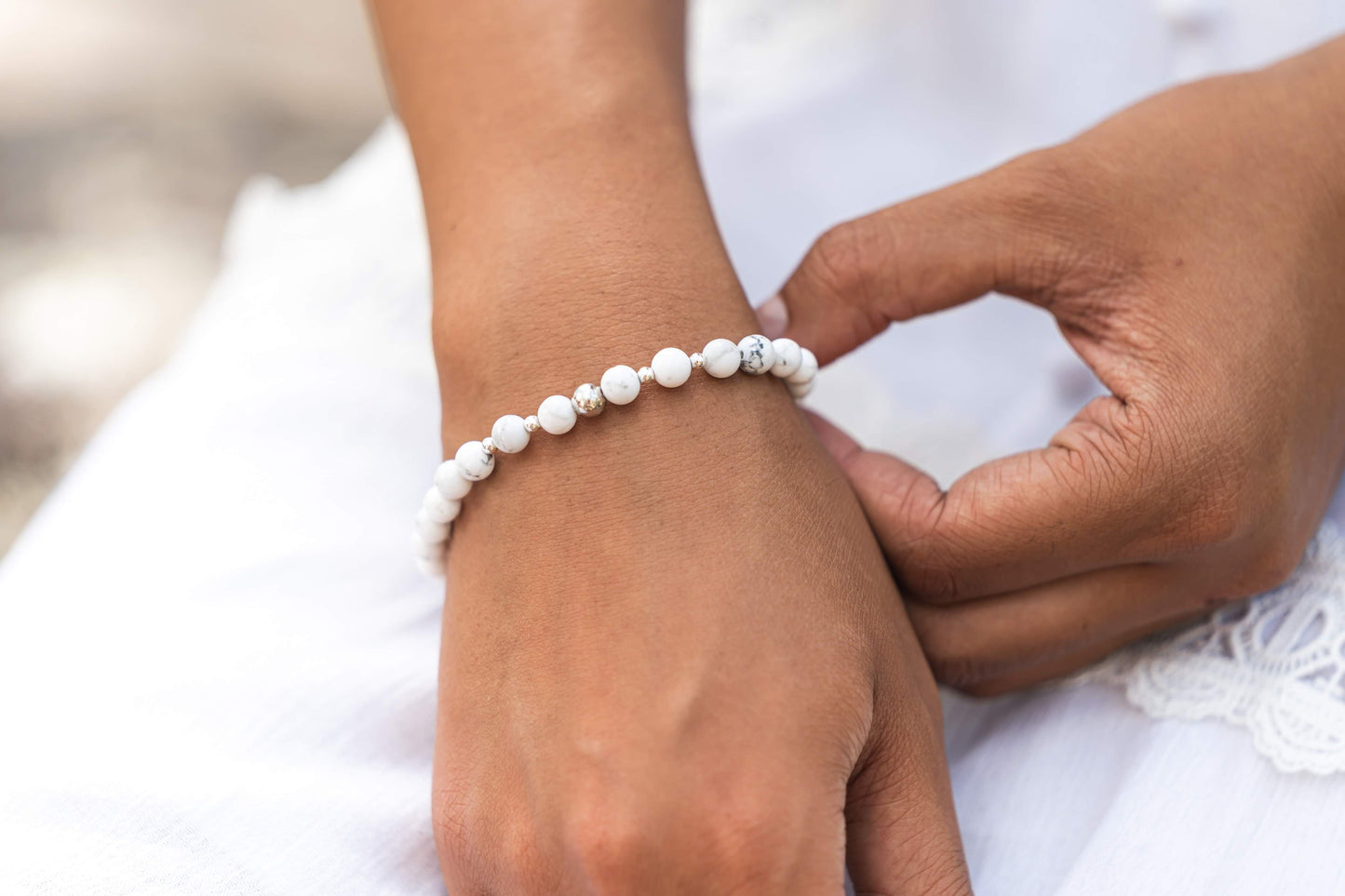 Aphrodite Bracelet (For sleep and Inner Peace) White Howlite Beads