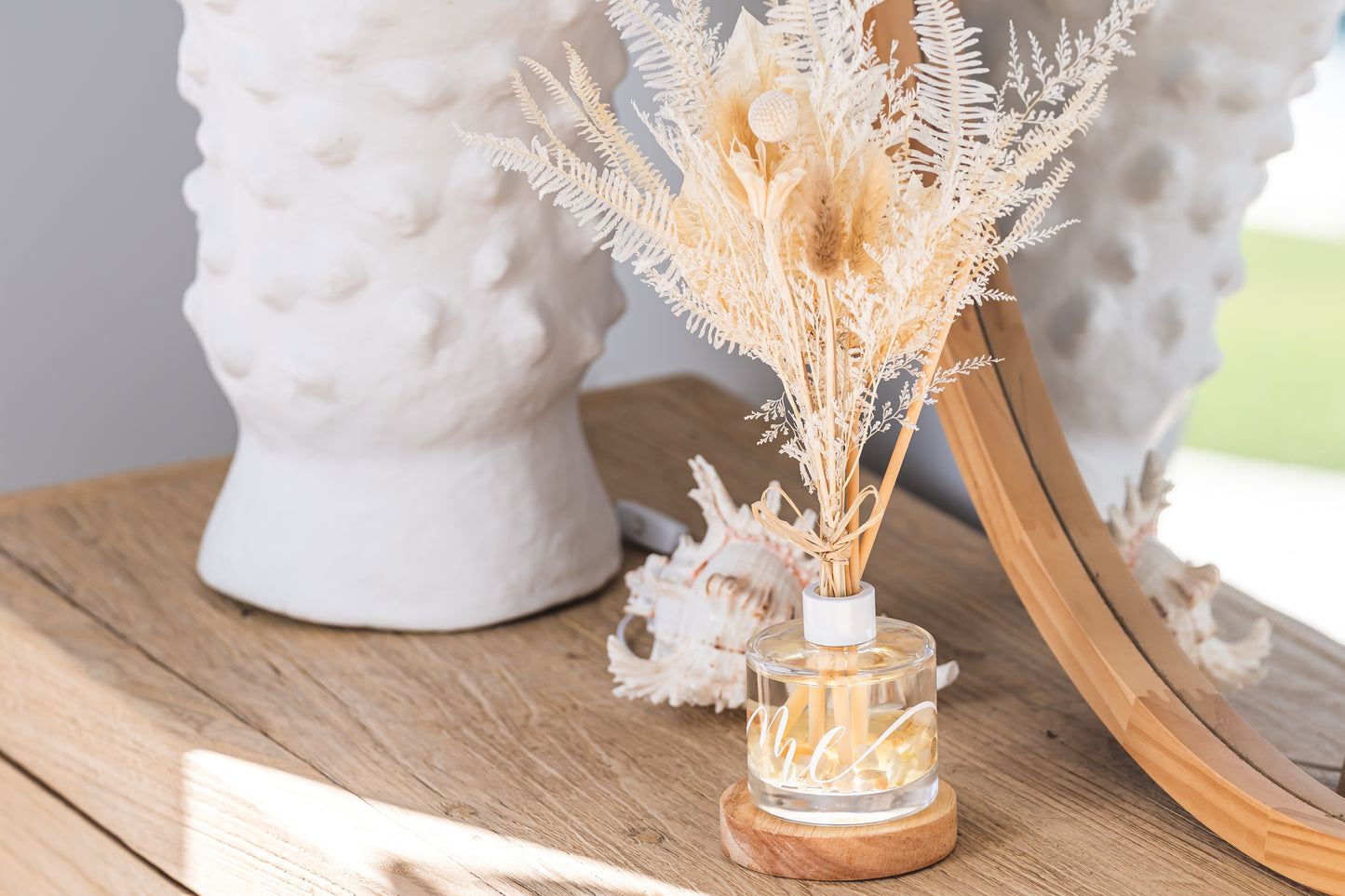 Cream Moonstone Crystal Reed Diffuser