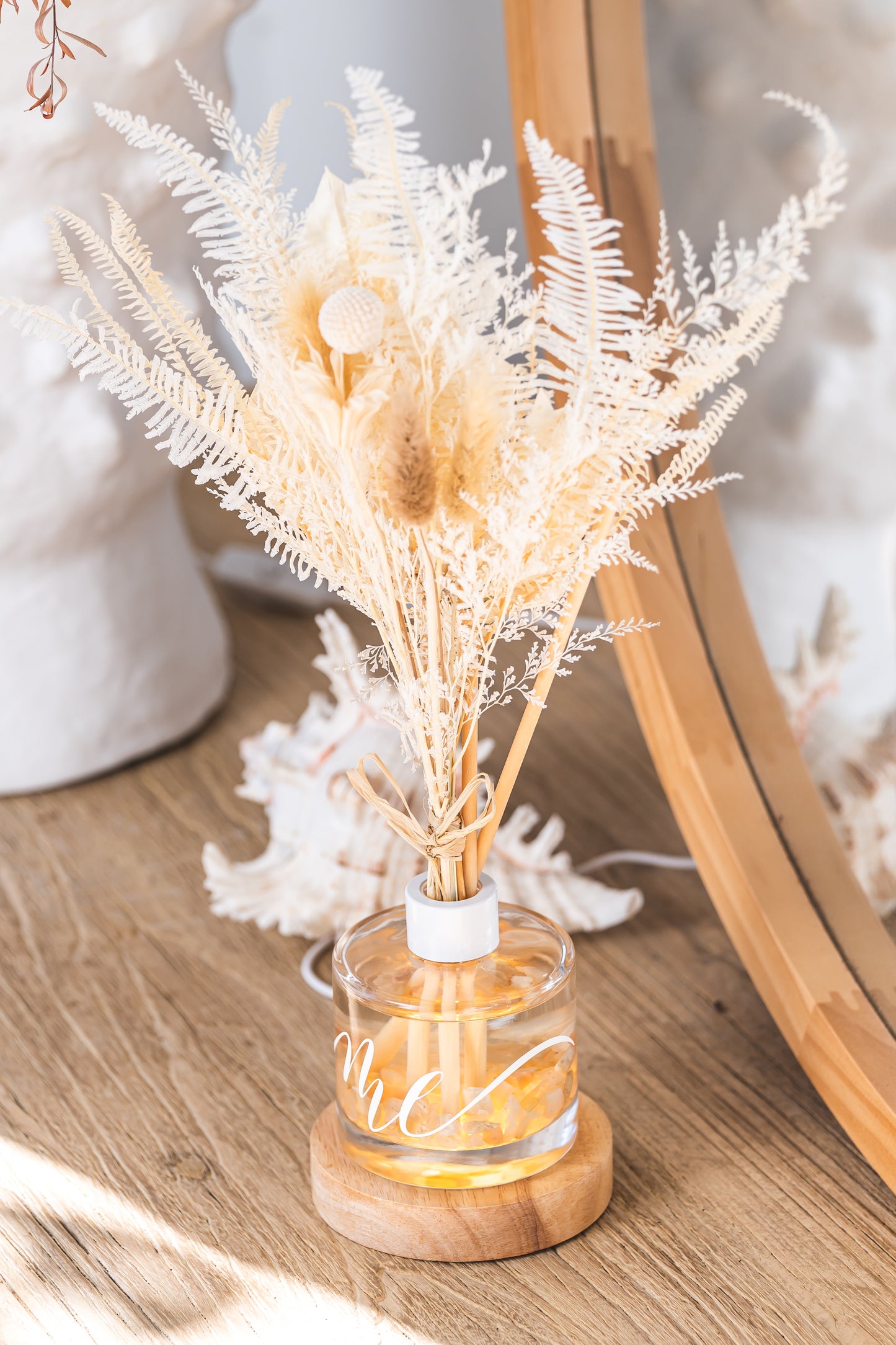 Cream Moonstone Crystal Reed Diffuser