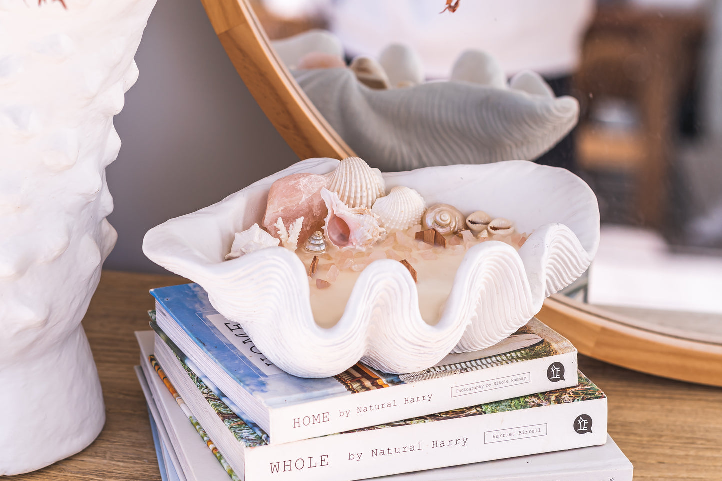 Rose Quartz Clam Shell Candle