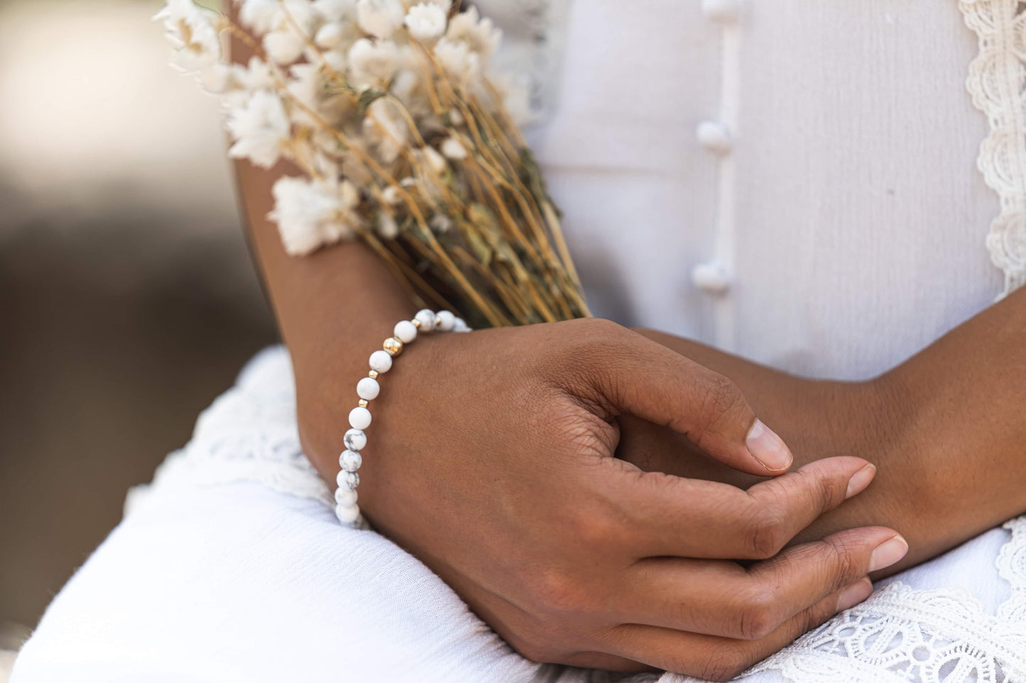 Aphrodite Bracelet (For sleep and Inner Peace) White Howlite Beads
