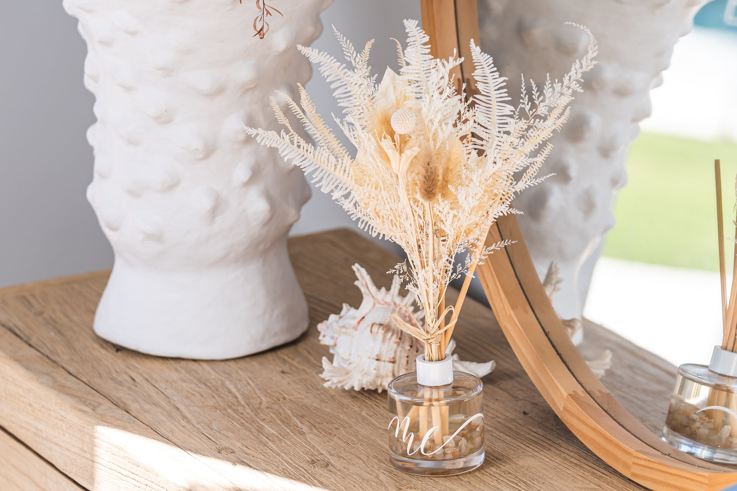 Cream Moonstone Crystal Reed Diffuser