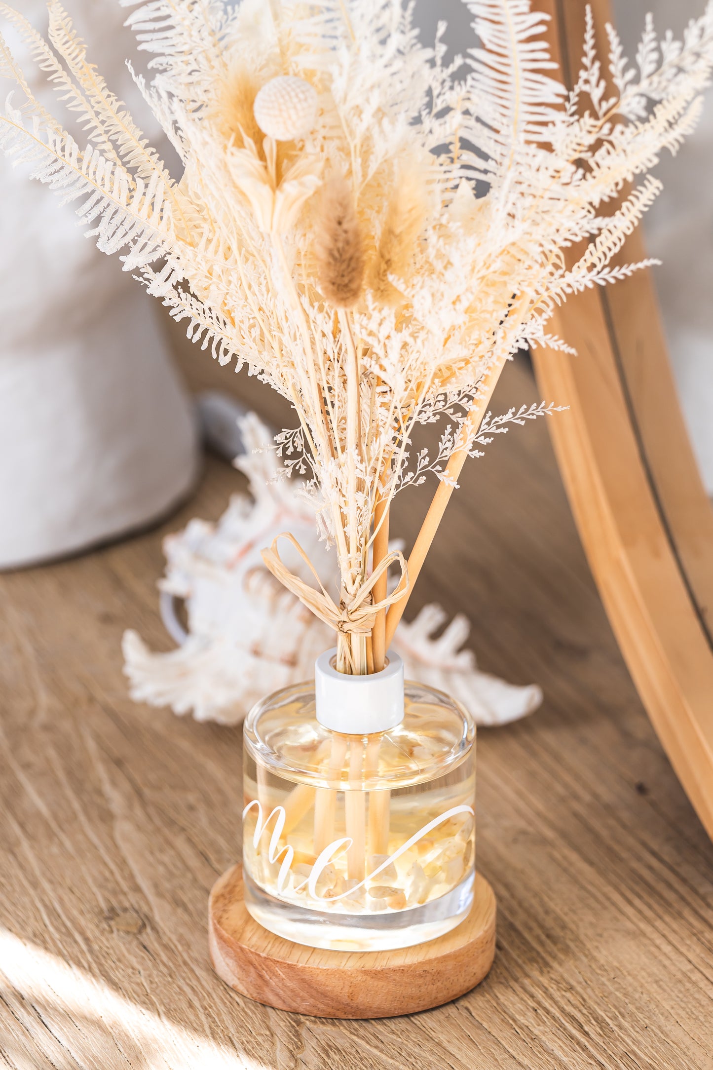Cream Moonstone Crystal Reed Diffuser